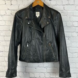 GAP Vegan Leather Biker Moto Jacket, Size S